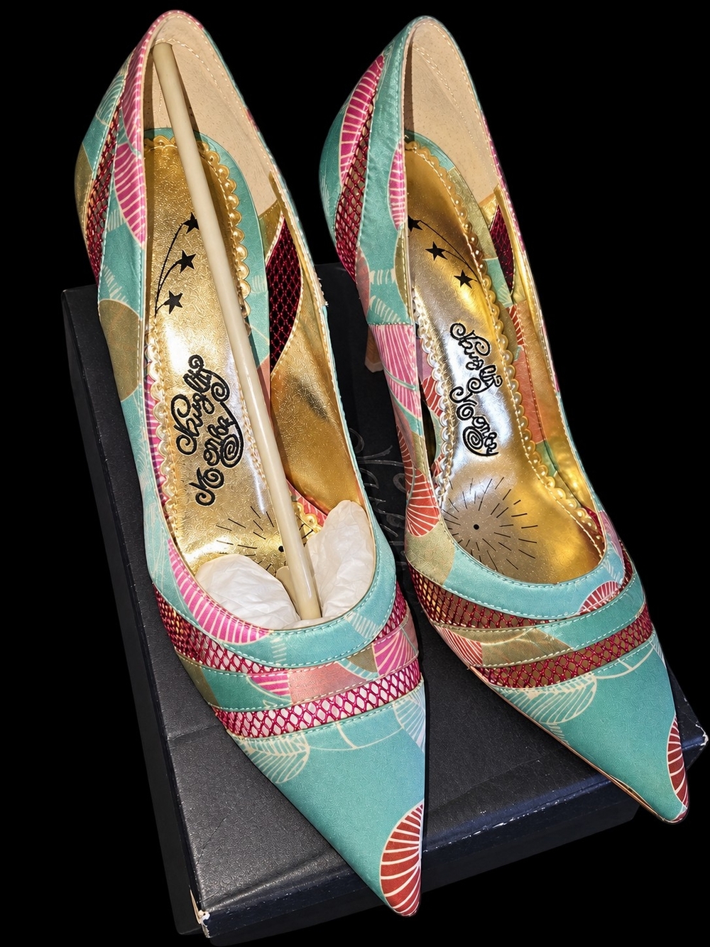 Colorful Teal, Mauve & Burgundy Pointed-Toe Women's Pumps Size 10